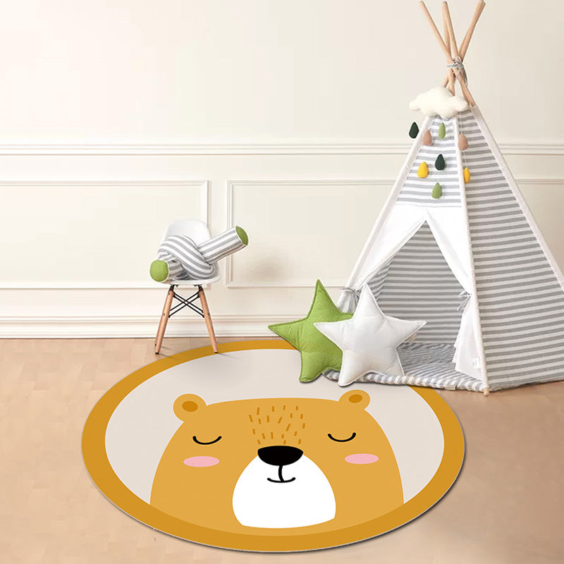 Multicolor Animal Pattern Rug Polyester Kids Rug Washable Non-Slip Pet-Friendly Rug for Children's Room