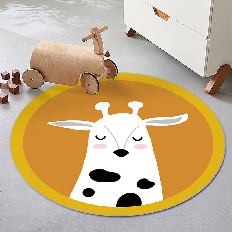 Multicolor Animal Pattern Rug Polyester Kids Rug Washable Non-Slip Pet-Friendly Rug for Children's Room