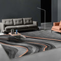 Creative Black Modernist Carpet Polyester Swirl Striped Pattern Rug Washable Pet-Friendly Non-Slip Area Rug for Living Room