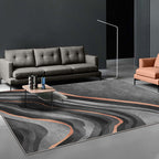 Creative Black Modernist Carpet Polyester Swirl Striped Pattern Rug Washable Pet-Friendly Non-Slip Area Rug for Living Room