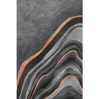 Creative Black Modernist Carpet Polyester Swirl Striped Pattern Rug Washable Pet-Friendly Non-Slip Area Rug for Living Room