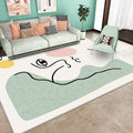 Stylish Green Modernist Area Rug Polyester Abstract Rug Washable Pet-Friendly Non-Slip Carpet for Living Room
