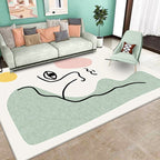 Stylish Green Modernist Area Rug Polyester Abstract Rug Washable Pet-Friendly Non-Slip Carpet for Living Room
