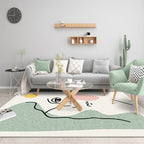 Stylish Green Modernist Area Rug Polyester Abstract Rug Washable Pet-Friendly Non-Slip Carpet for Living Room