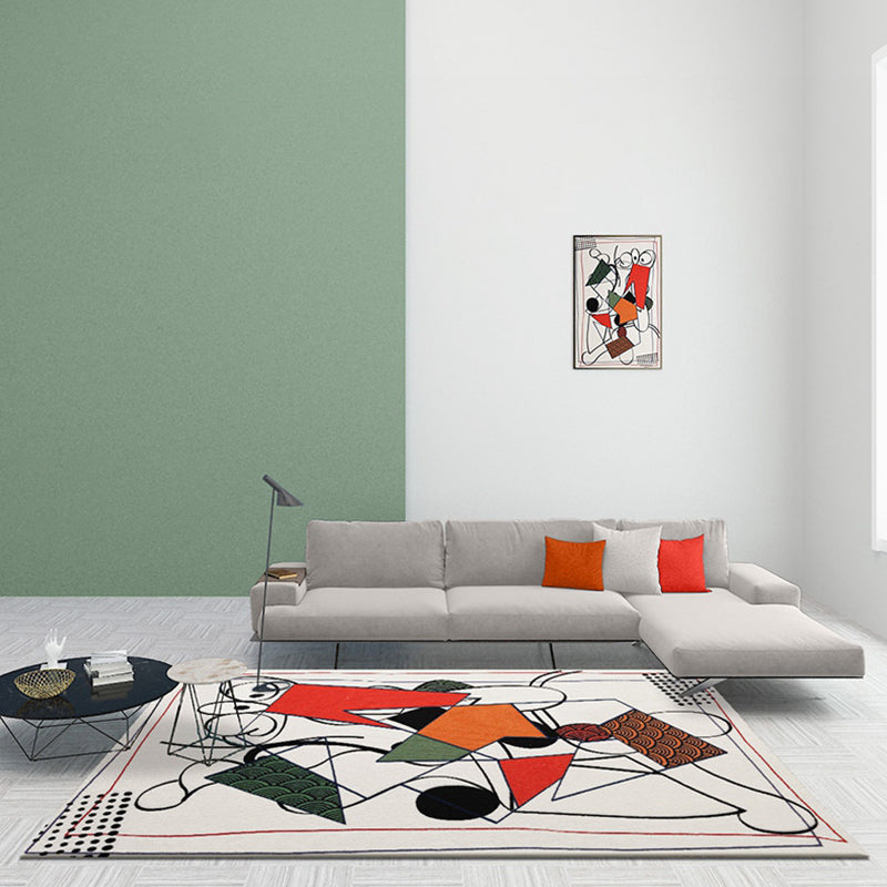 Multicolor Abstract Rug Polyester Modern Rug Washable Non-Slip Pet-Friendly Rug for the Living Room
