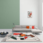 Multicolor Abstract Rug Polyester Modern Rug Washable Non-Slip Pet-Friendly Rug for the Living Room