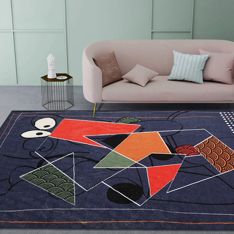 Multicolor Abstract Rug Polyester Modern Rug Washable Non-Slip Pet-Friendly Rug for the Living Room