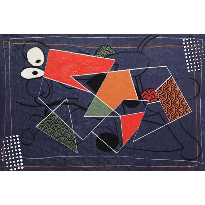 Multicolor Abstract Rug Polyester Modern Rug Washable Non-Slip Pet-Friendly Rug for the Living Room