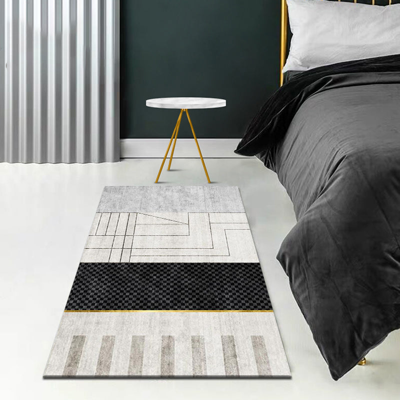 Modernist geometric pattern rug Multicolored Polyester rug Non-slip back Washable Pet-friendly rug for the bedroom