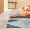 Modernist geometric pattern rug Multicolored Polyester rug Non-slip back Washable Pet-friendly rug for the bedroom