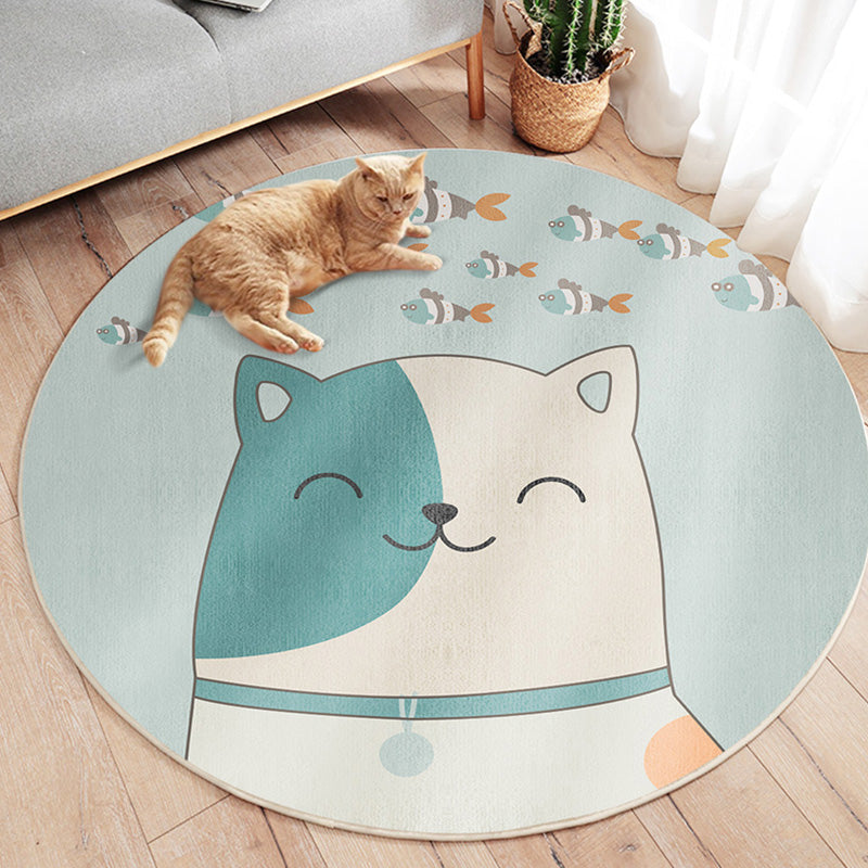 Unique Multicolor Kids Rug Polyester Animal Pattern Rug Washable Pet-Friendly Non-Slip Carpet for the Children's Room