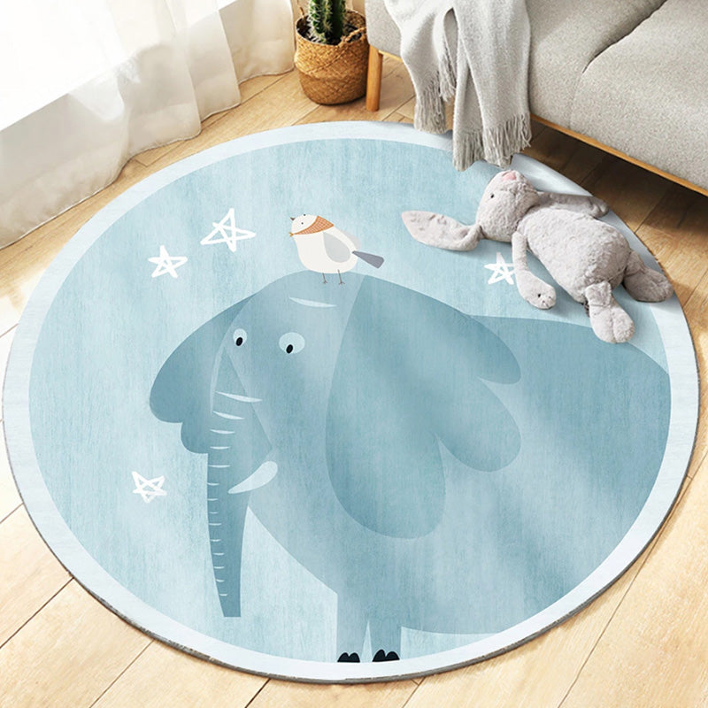 Unique Multicolor Kids Rug Polyester Animal Pattern Rug Washable Pet-Friendly Non-Slip Carpet for the Children's Room