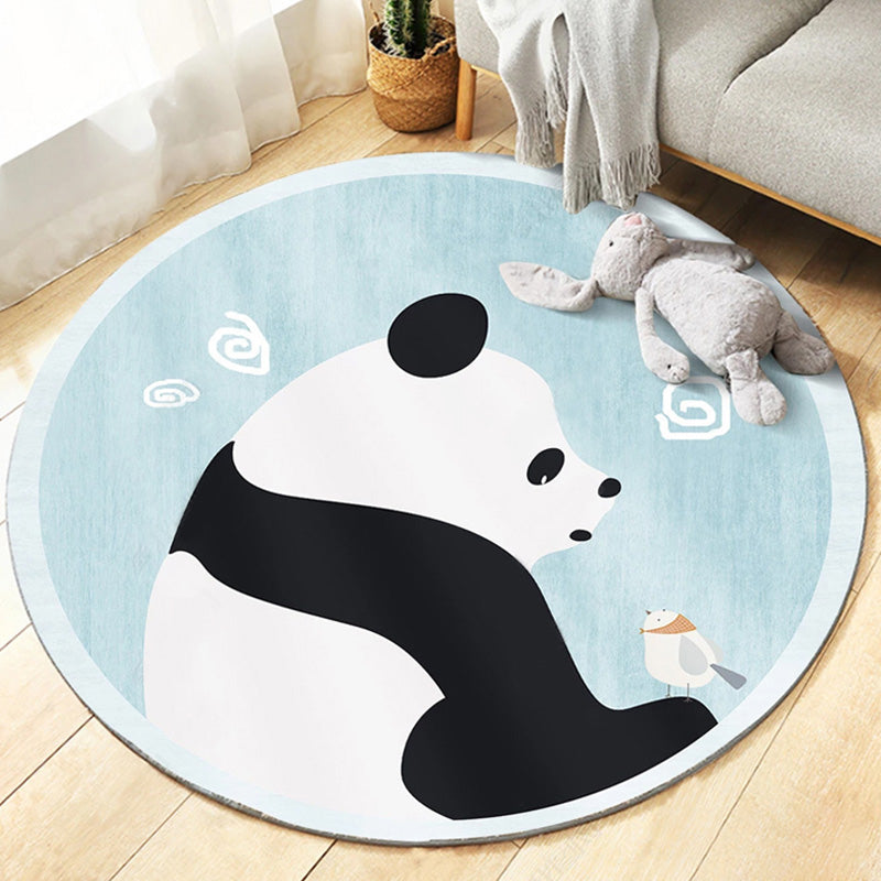 Unique Multicolor Kids Rug Polyester Animal Pattern Rug Washable Pet-Friendly Non-Slip Carpet for the Children's Room