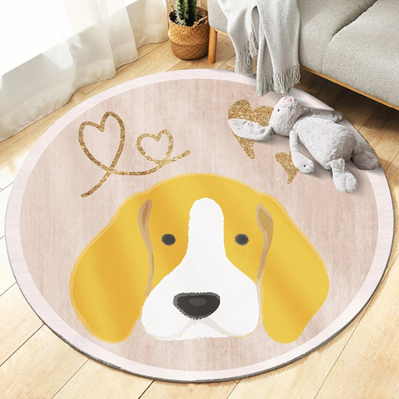 Unique Multicolor Kids Rug Polyester Animal Pattern Rug Washable Pet-Friendly Non-Slip Carpet for the Children's Room