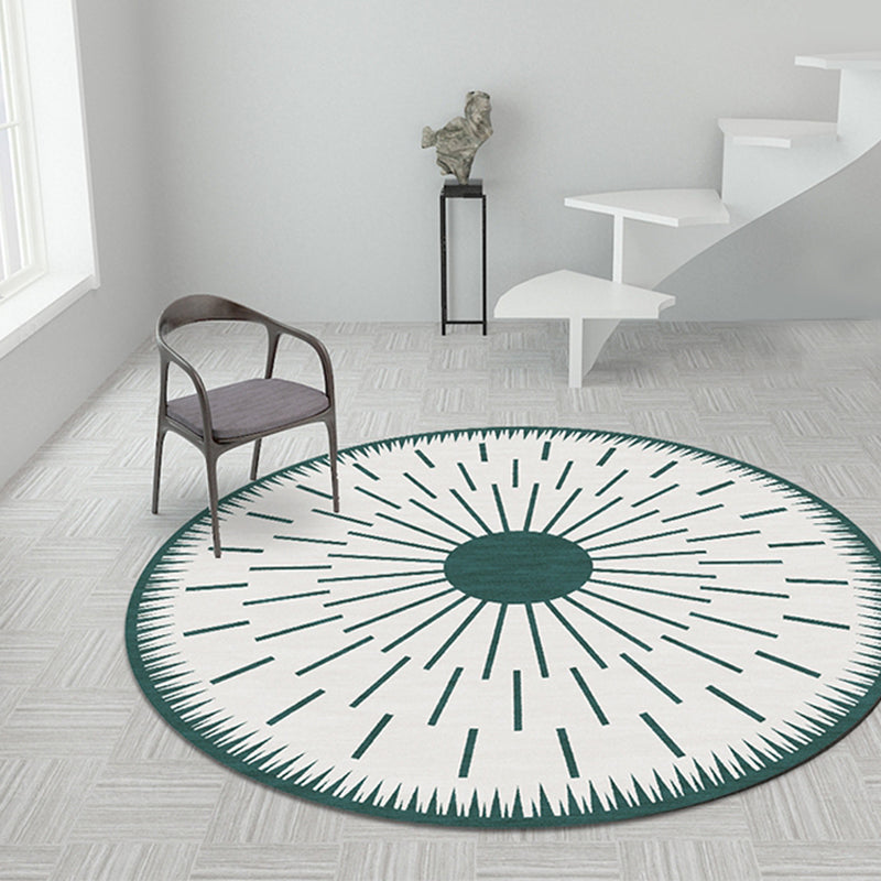 Creative Modernist Carpet Polyester Radial Pattern Rug Washable Pet-Friendly Non-Slip Rug for the Living Room