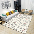 Creative Nordic Carpet Beige Character Pattern Carpet Pet Friendly Non-Slip Washable Rug for Decoration