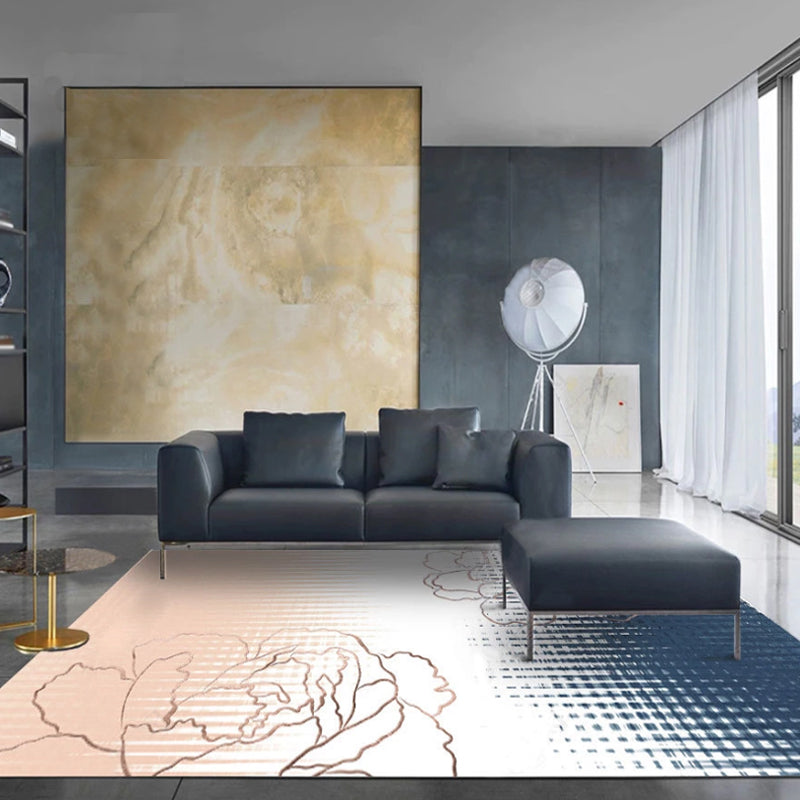 Multicolor Ombre Pattern Carpet Polyester Modern Carpet Washable Non-Slip Pet-Friendly Carpet for the Living Room