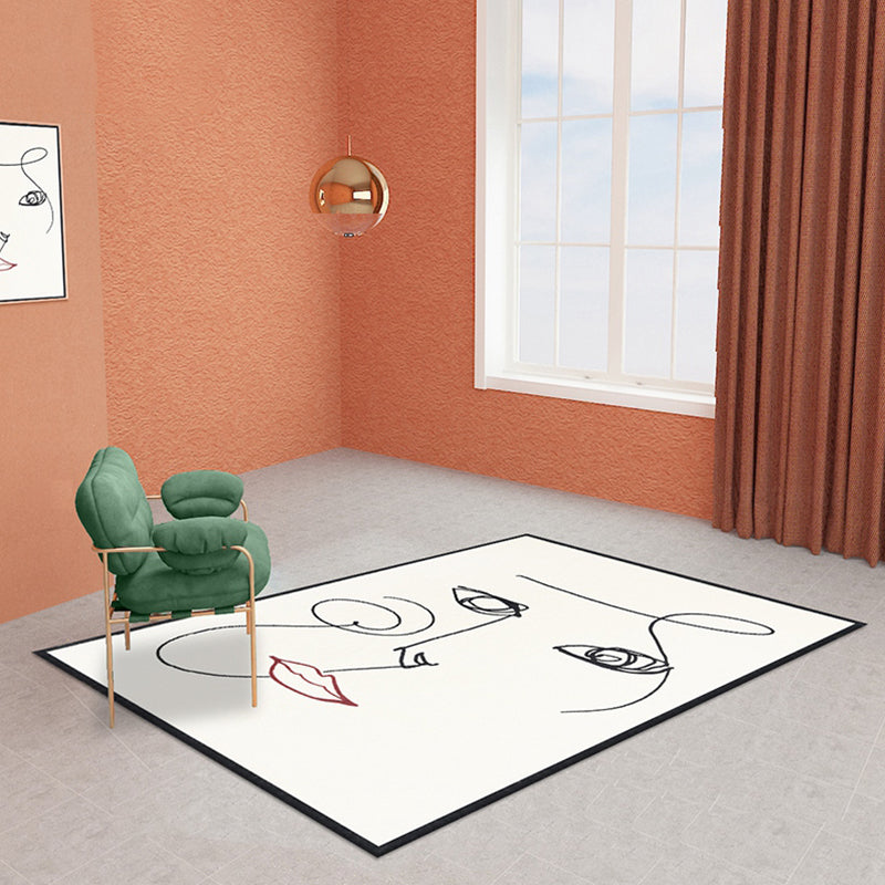 Beige Abstract Rug Polyester Modern Rug Washable Non-Slip Pet-Friendly Area Rug for the Living Room