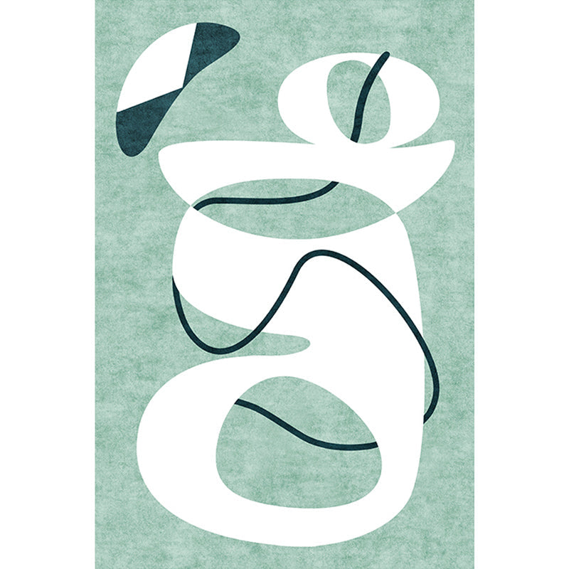 Novelty Abstract Rug Green Polyester Rug Non-Slip Back Washable Pet-Friendly Rug for Home