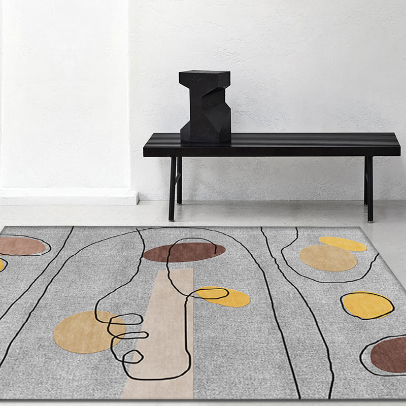 Green and Beige Abstract Carpet Polyester Modern Carpet Washable Non-Slip Pet-Friendly Area Rug for Living Room