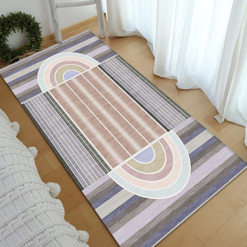 Casual Modernism Rug Brown Striped Pattern Rug Pet Friendly Non-Slip Washable Rug for Decoration