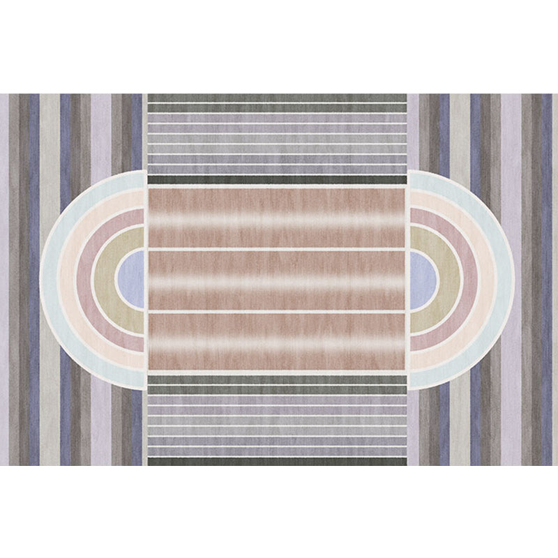 Casual Modernism Rug Brown Striped Pattern Rug Pet Friendly Non-Slip Washable Rug for Decoration