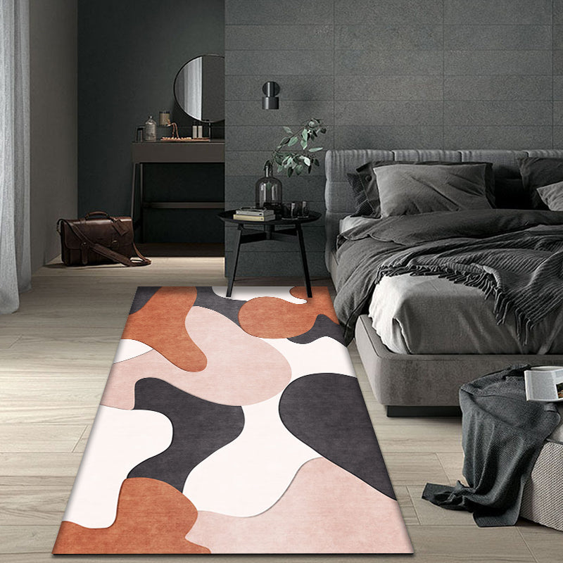Modern Colorblock Rug Multicolored Polyester Rug Non-slip Backing Washable Pet-friendly Rug for Home