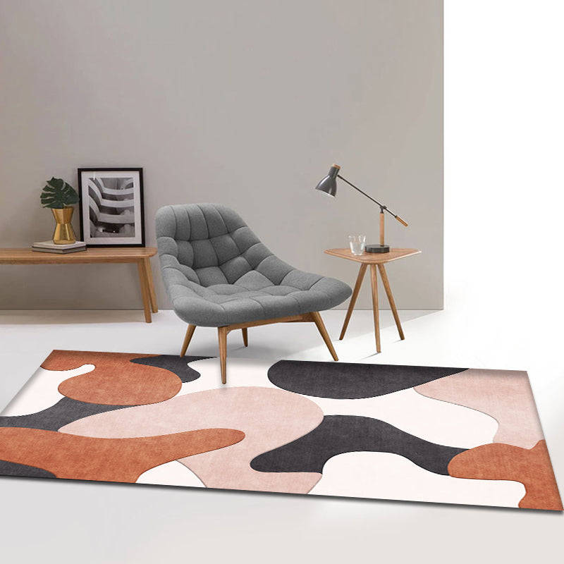 Modern Colorblock Rug Multicolored Polyester Rug Non-slip Backing Washable Pet-friendly Rug for Home