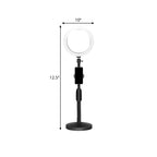 Minimalistic Circular Make-Up Lamp Metal Mobile Phone Holder USB LED Fill Light in Black