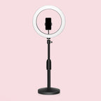 Minimalistic Circular Make-Up Lamp Metal Mobile Phone Holder USB LED Fill Light in Black