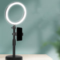 Minimalistic Circular Make-Up Lamp Metal Mobile Phone Holder USB LED Fill Light in Black