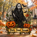Premium Ghostface Scream Stained Glass Suncatcher Window Hanging Halloween Decor