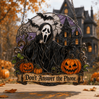 Premium Ghostface Scream Stained Glass Suncatcher Window Hanging Halloween Decor