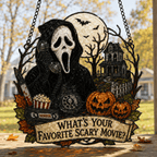 Premium Ghostface Scream Stained Glass Suncatcher Window Hanging Halloween Decor