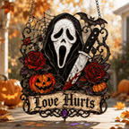 Premium Ghostface Scream Stained Glass Suncatcher Window Hanging Halloween Decor