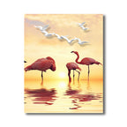 Tropical Flamingo and Seagull Canvas Orange Decorative Art Print for Living Room