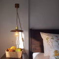 Wooden Tray Plug Wall Lighting Ideas Rustic 1 Light Bulb 8"/10" Wide Nightstand Wall Lamp in Brown with Extra Long Cable