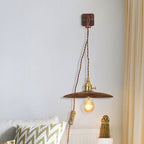 Wooden Tray Plug Wall Lighting Ideas Rustic 1 Light Bulb 8"/10" Wide Nightstand Wall Lamp in Brown with Extra Long Cable
