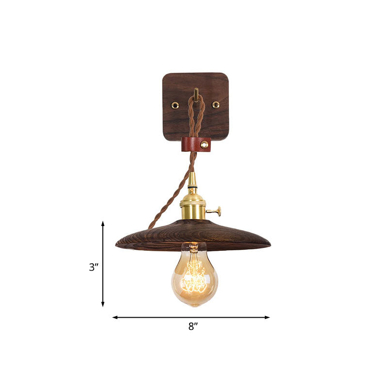 Wooden Tray Plug Wall Lighting Ideas Rustic 1 Light Bulb 8"/10" Wide Nightstand Wall Lamp in Brown with Extra Long Cable
