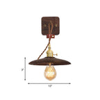 Wooden Tray Plug Wall Lighting Ideas Rustic 1 Light Bulb 8"/10" Wide Nightstand Wall Lamp in Brown with Extra Long Cable