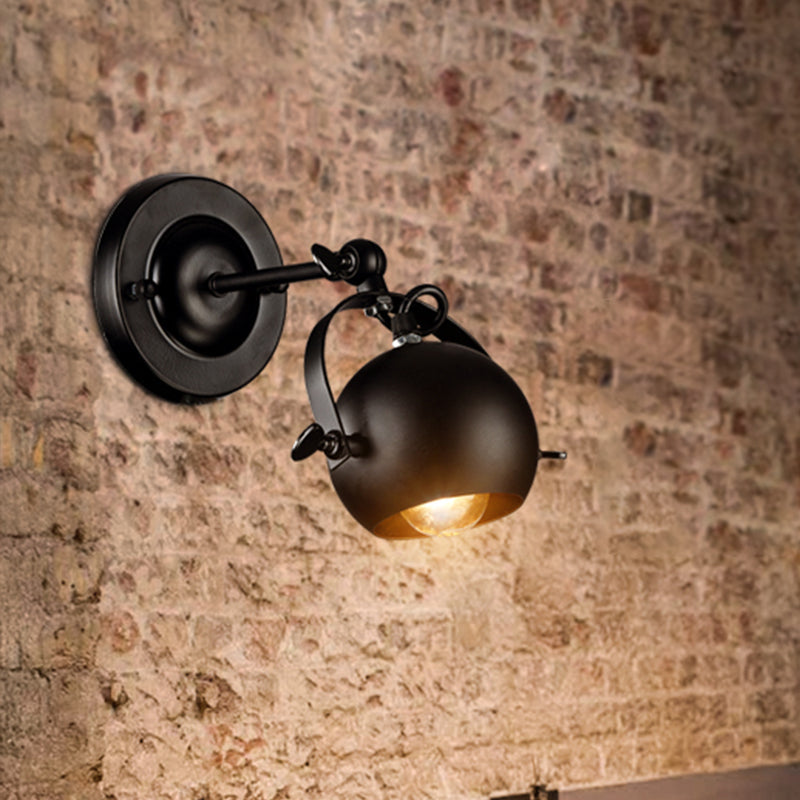 Rotatable 1-Light Dome Wall Lamp Industrial Black Iron Wall Mounted Lighting for Restaurant