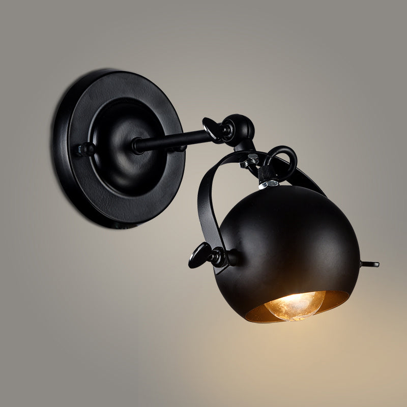 Rotatable 1-Light Dome Wall Lamp Industrial Black Iron Wall Mounted Lighting for Restaurant