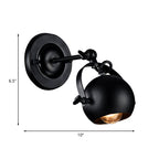 Rotatable 1-Light Dome Wall Lamp Industrial Black Iron Wall Mounted Lighting for Restaurant