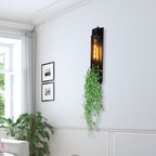 Tubular Cage Corridor Wall Lighting Farm Iron 1-Head Yellow and Green/White/Purple and White Wall Lamp with Artificial Flower