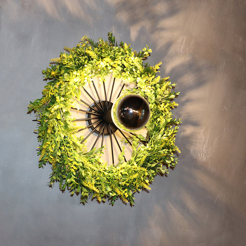Green Bike Wall Light Fixture Factory Iron 1 Bulb Restaurant Plant Wall Sconces Lighting Fixture, 16"/19.5" H