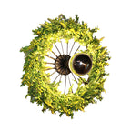 Green Bike Wall Light Fixture Factory Iron 1 Bulb Restaurant Plant Wall Sconces Lighting Fixture, 16"/19.5" H
