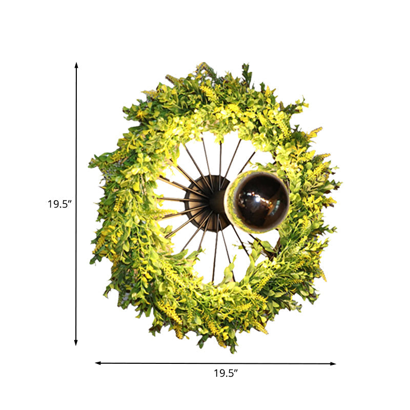 Green Bike Wall Light Fixture Factory Iron 1 Bulb Restaurant Plant Wall Sconces Lighting Fixture, 16"/19.5" H
