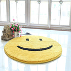 Yellow Emoji Pattern Carpet Polyester Modern Carpet Pet Friendly Washable Non-Slip Carpet for Bedroom