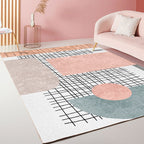 Multicolor Living Room Rug Modernist Geometric and Striped Pattern Rug Polyester Washable Non-Slip Back Pet-Friendly Rug