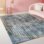 Modernism Striped Pattern Carpet Multicolor Polyester Rug Non-Slip Pet Friendly Washable Area Rug for Living Room